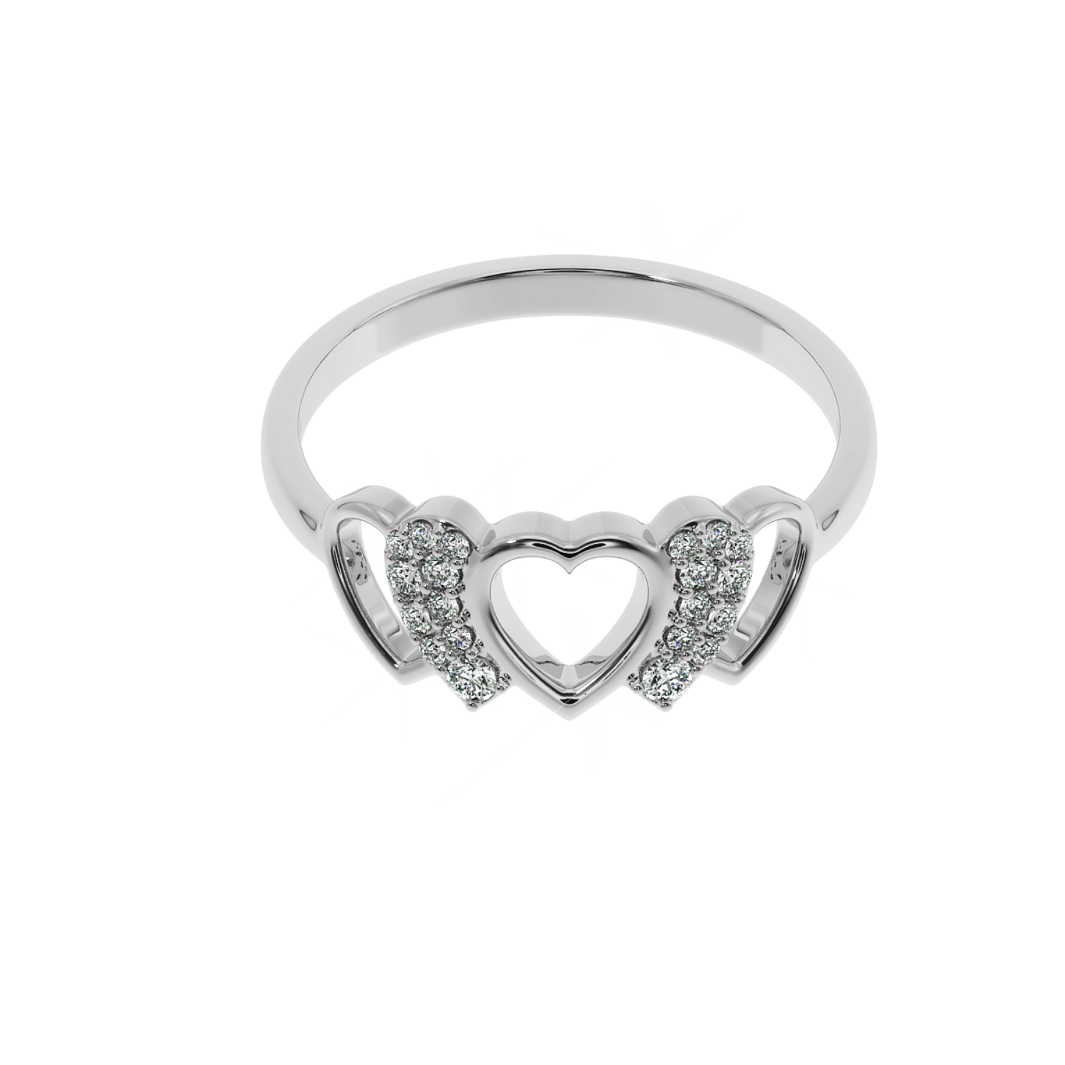 Solitairekart 0.16 CT Lab Grown Diamond Triple Heart Ring